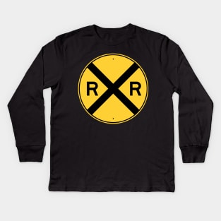 Railroad Xing Sign (new) Kids Long Sleeve T-Shirt